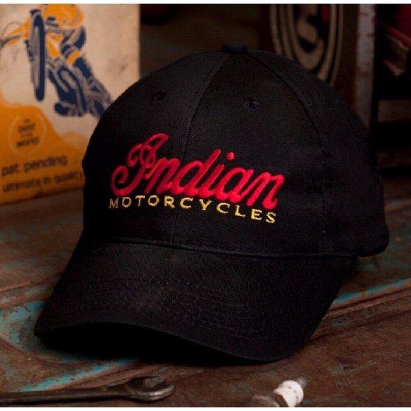 Indian Motorcycle Black Embroidered Cap Hat  Metro Racing - NEW Fast Ship - Picture 1 of 3